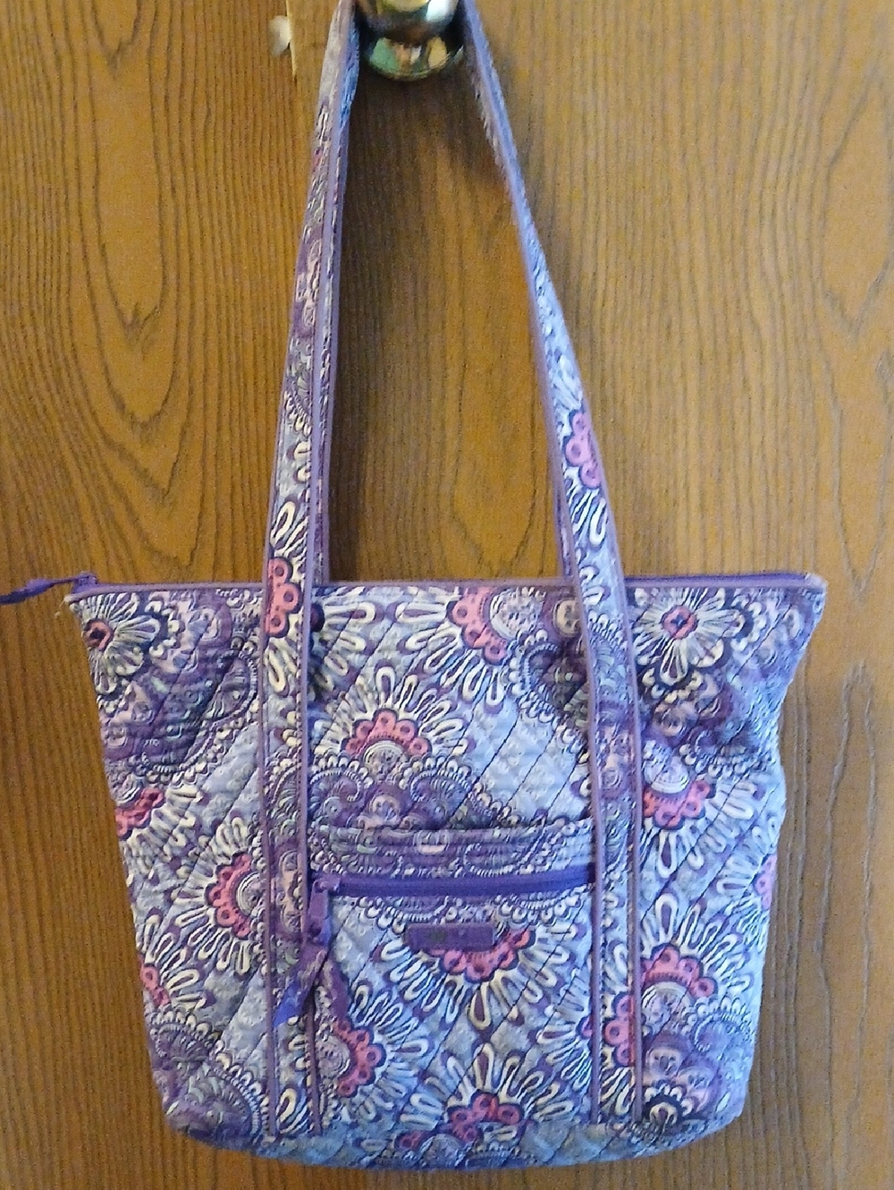 Quilted Purple Paisley Tote Bag